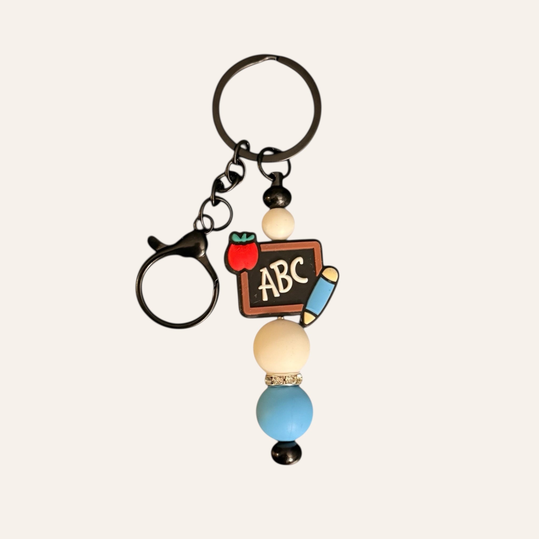 ABC Chalkboard Silicone Beaded Keychain