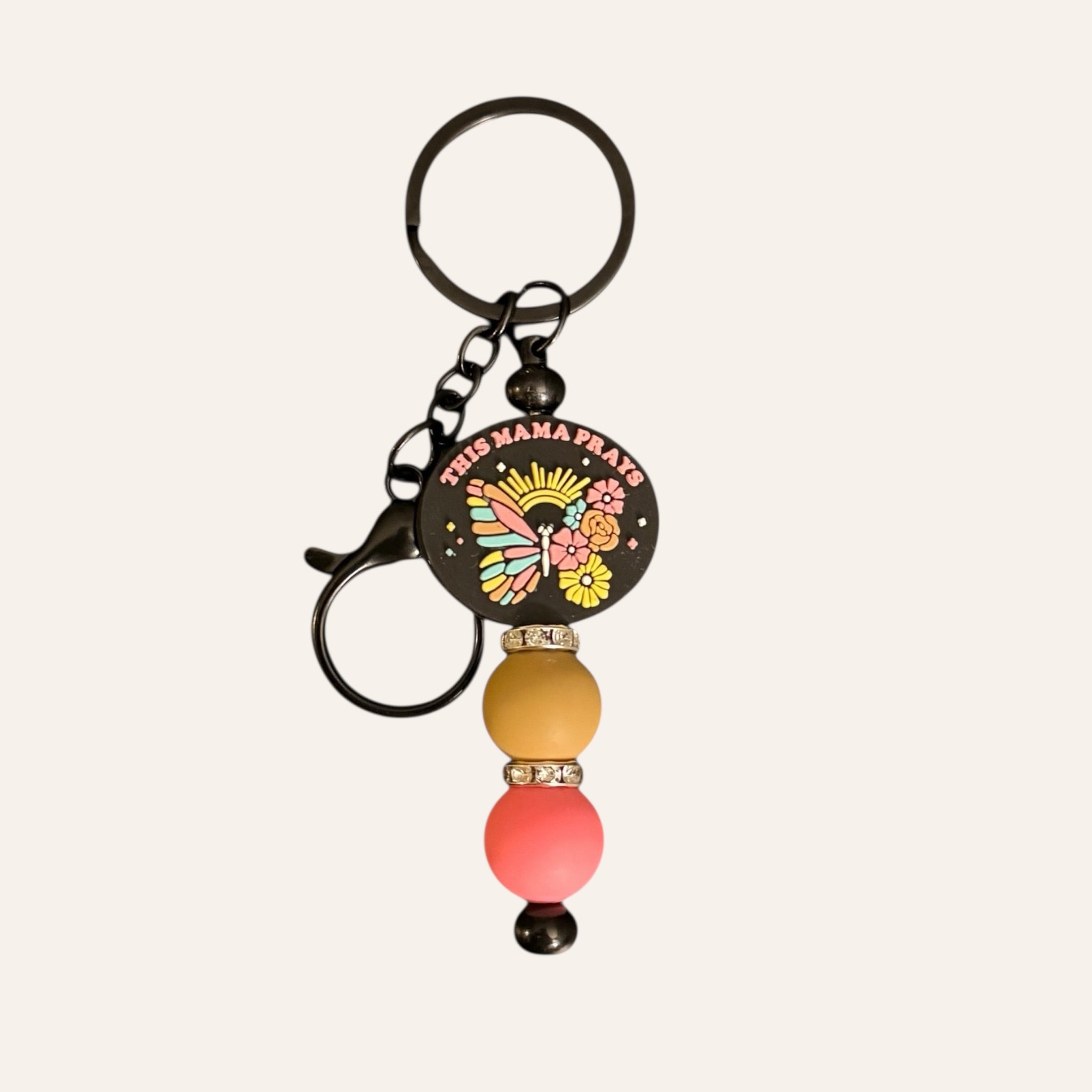 "This MAMA Prays" Silicone Beaded Keychain