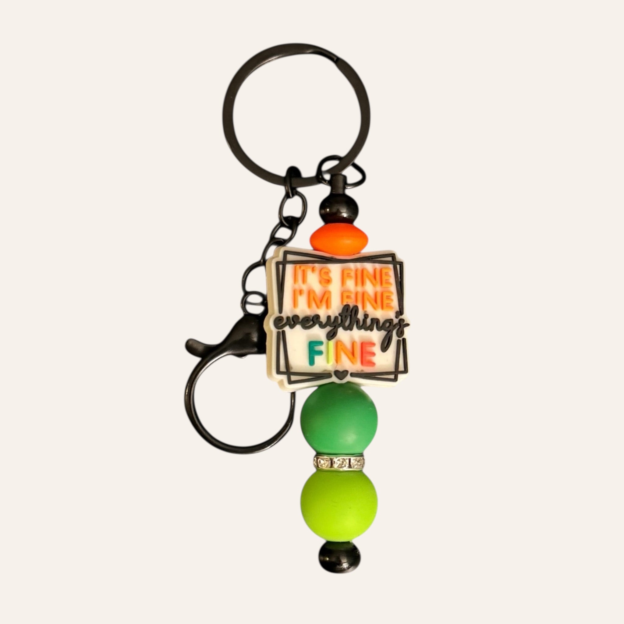 "It's Fine, I'm Fine, Everything's Fine" Silicone Beaded Keychain