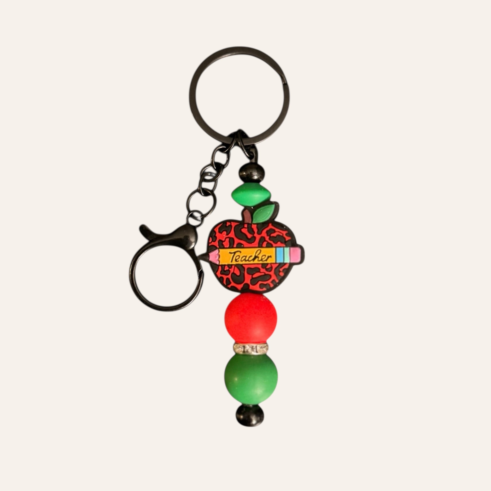 Teacher Apple Silicone Beaded Keychain