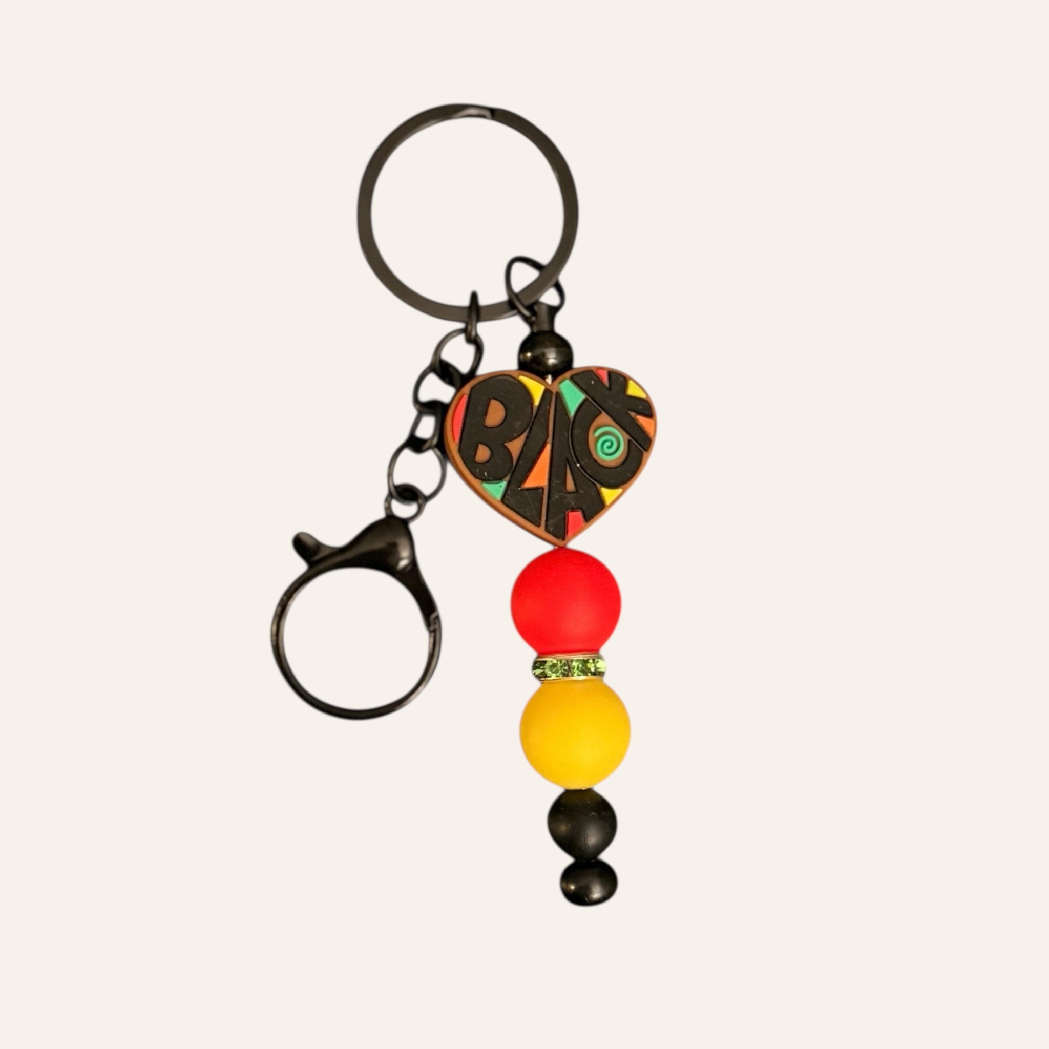 "Melanin Heart" Silicone Beaded Keychain