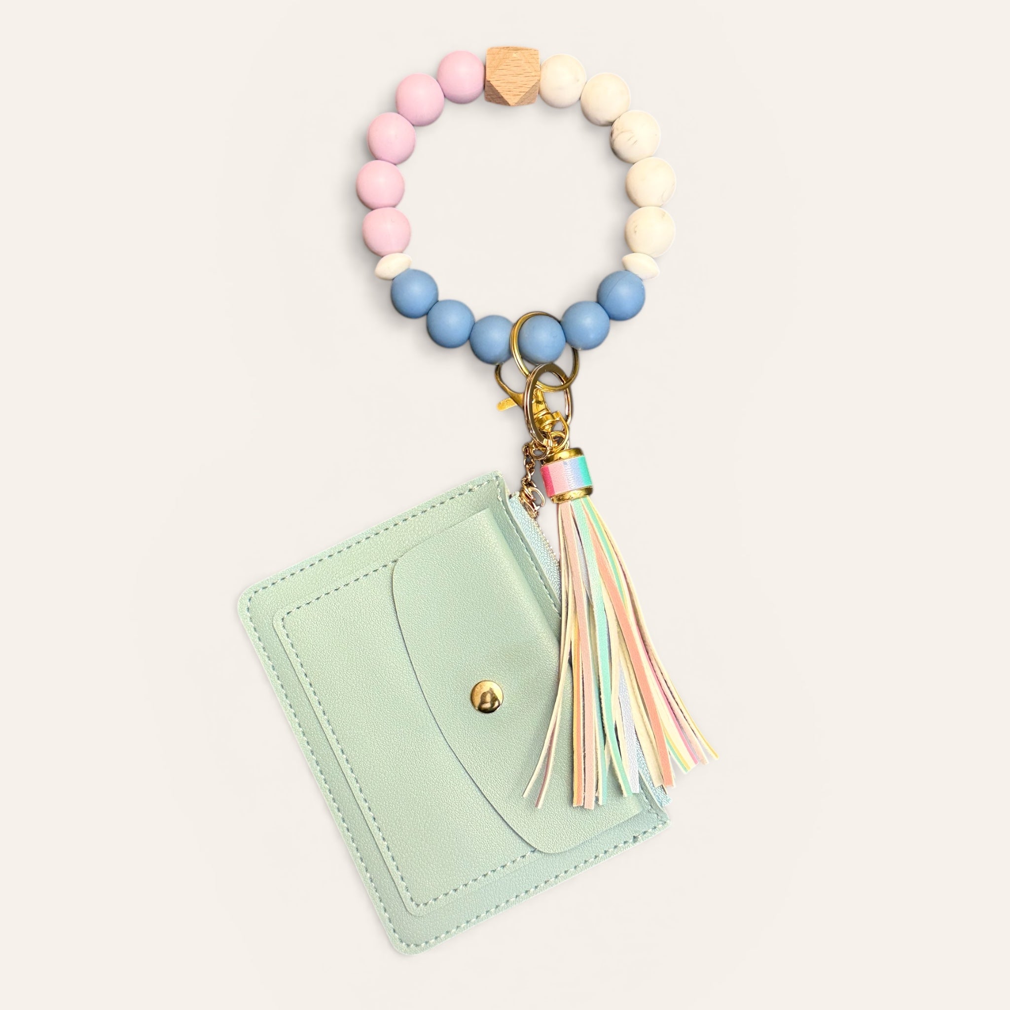 Lavender Sky Beaded Wristlet Keychain Wallet