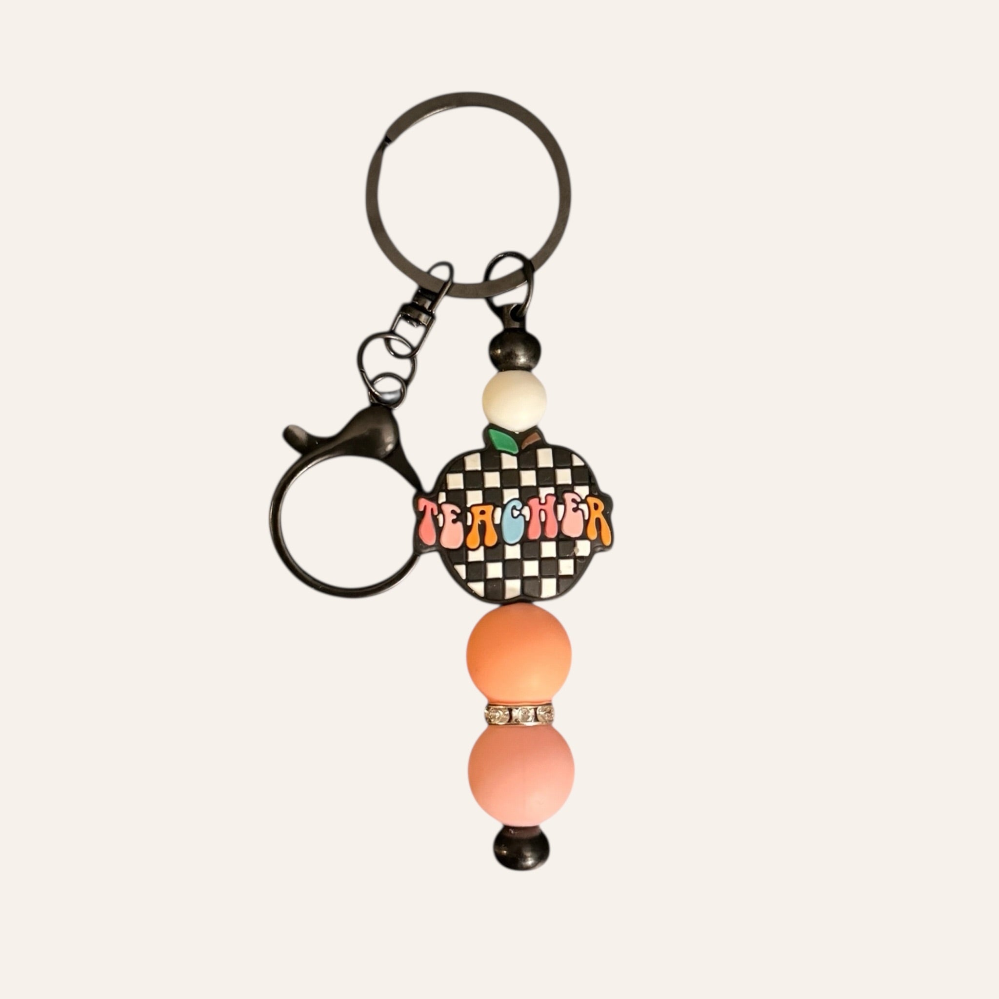 Teacher Apple Silicone Beaded Keychain