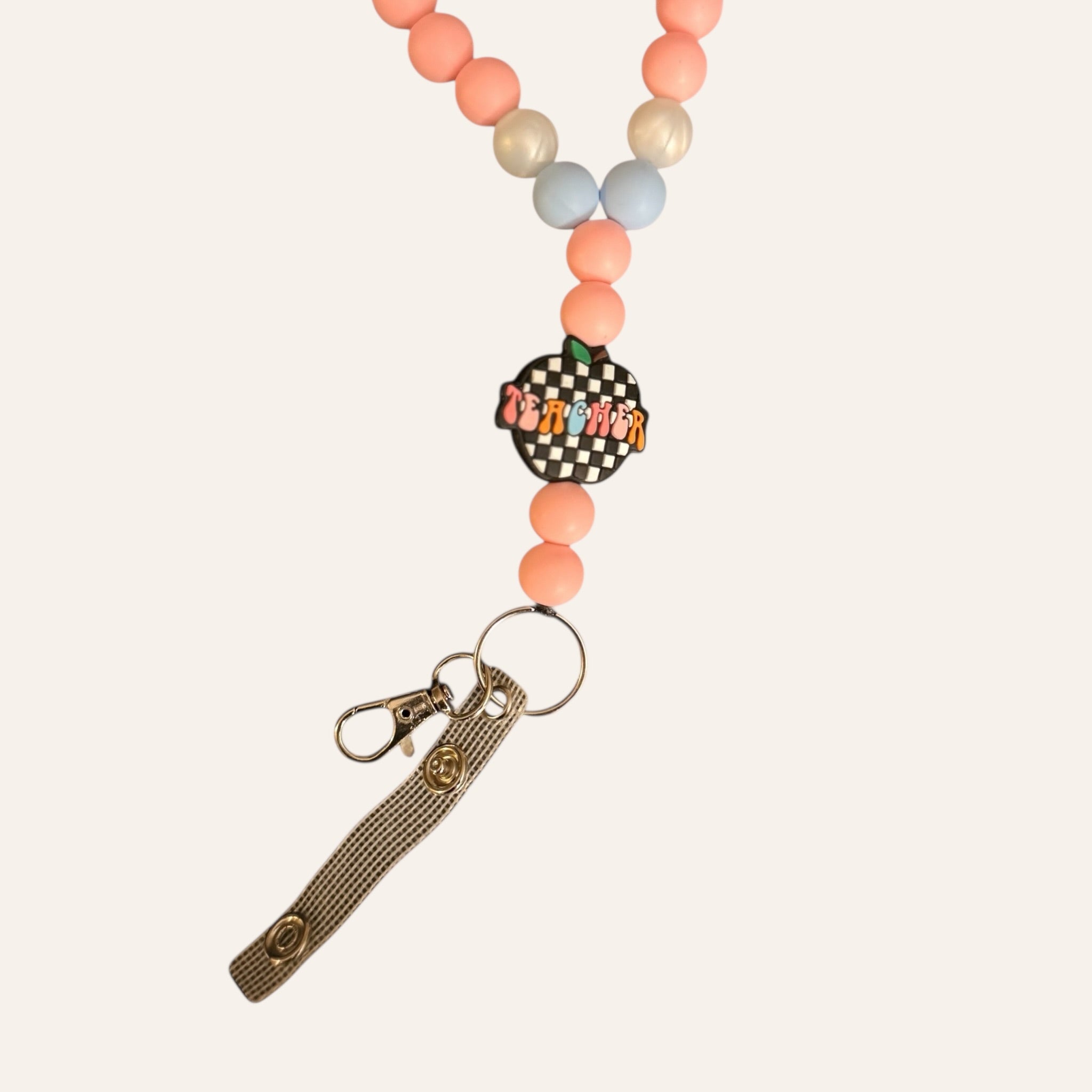 "Teacher Apple" Beaded Lanyard