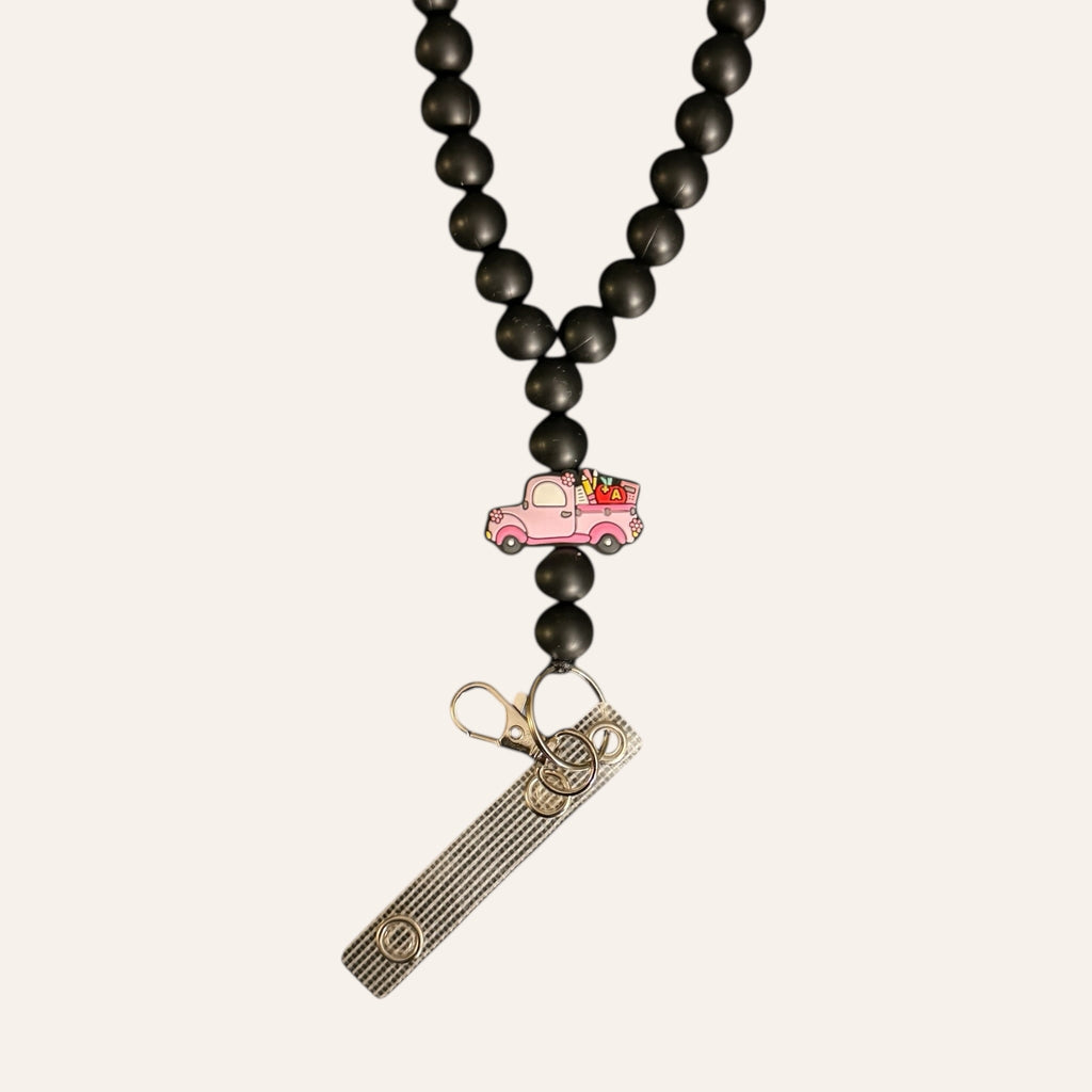 "Teacher Supplies Truck" Beaded Lanyard