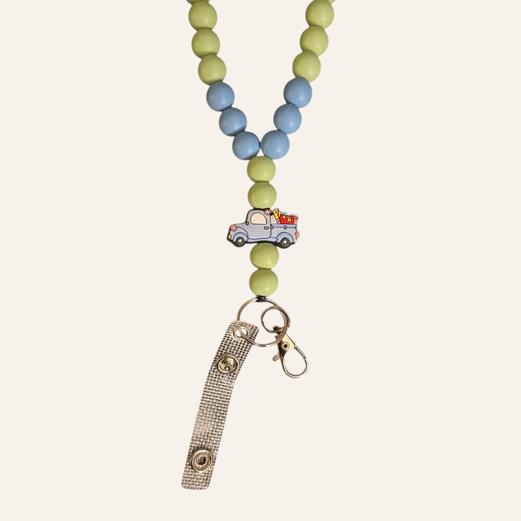 "Teacher Supplies Truck" Beaded Lanyard