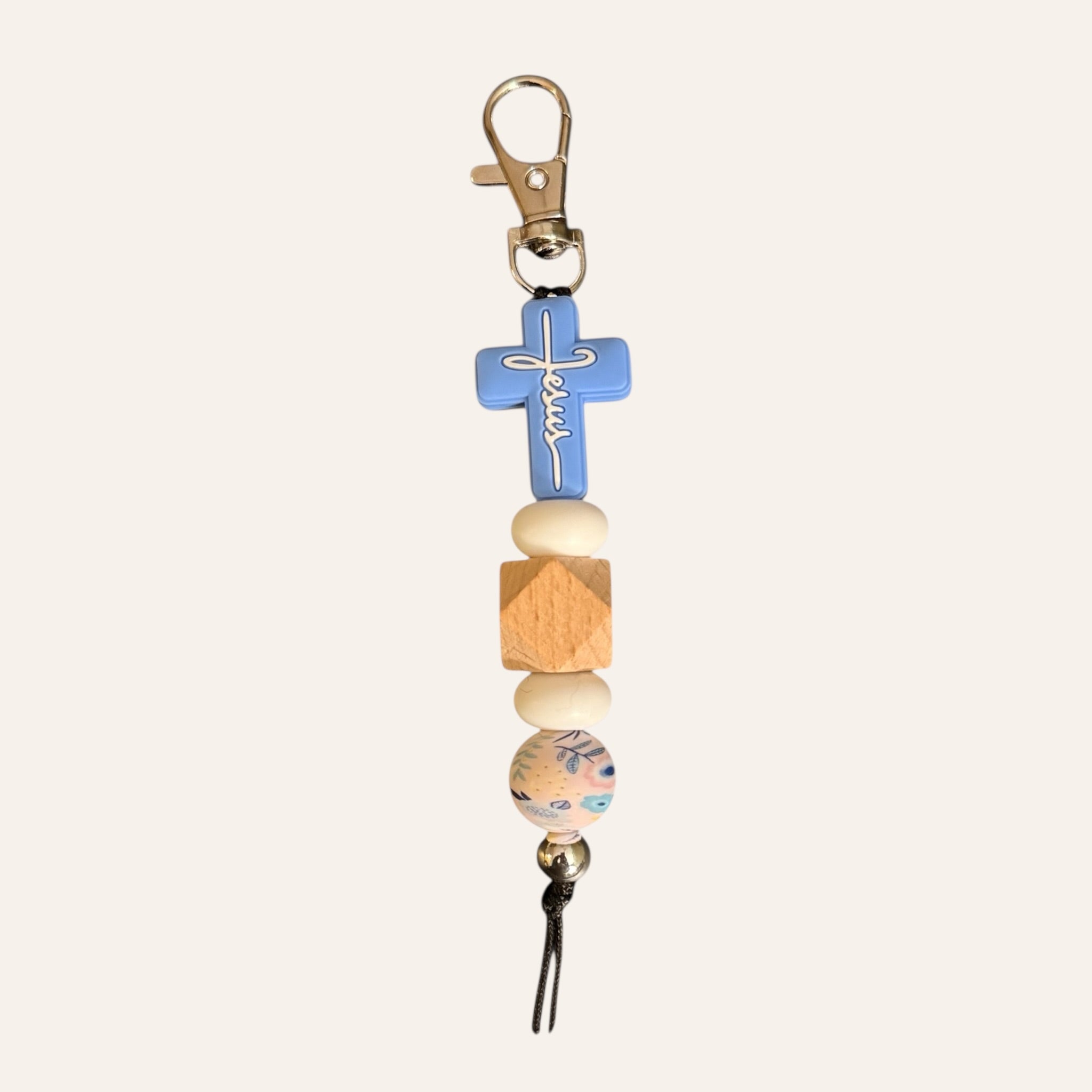 Jesus Cross Beaded Keychain