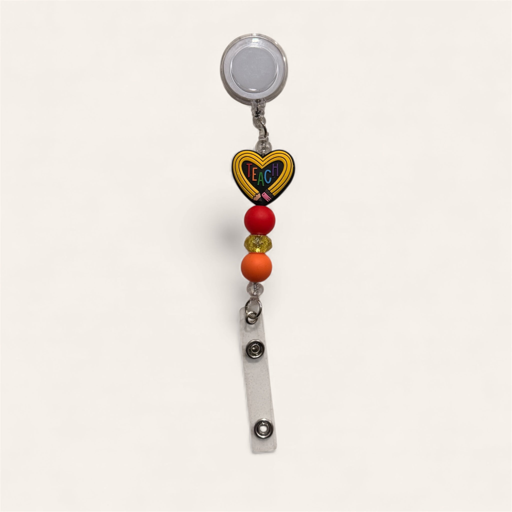 Pencil Heart Teach Badge Reel