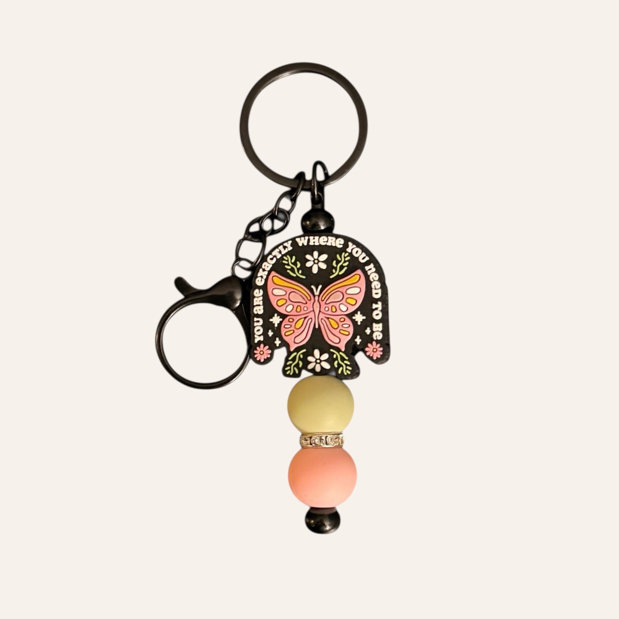 "You Are Exactly Where You Need To Be" Silicone Beaded Keychain