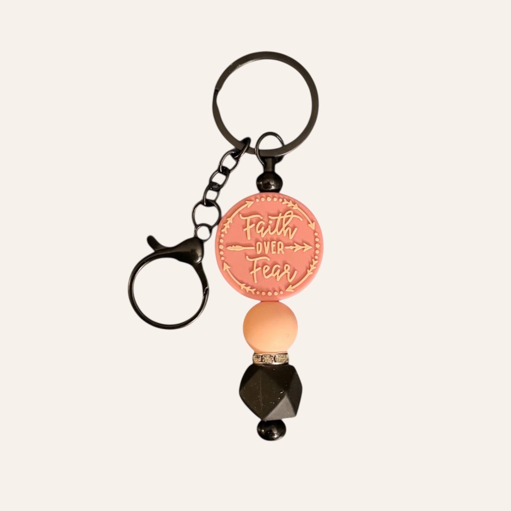 "Faith Over Fear" Silicone Beaded Keychain