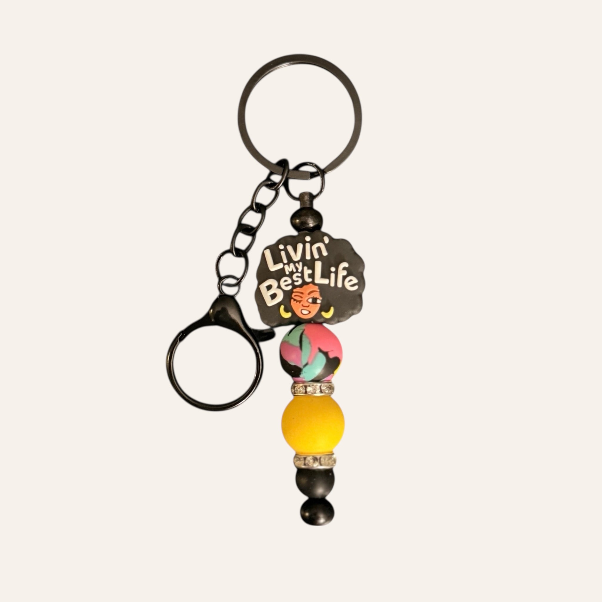 "Livin' My Best Life" Silicone Beaded Keychain